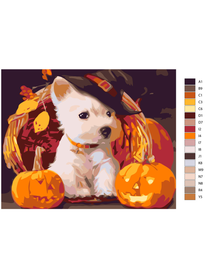 Raqamlar bo&amp;#039;yicha rasm &amp;quot;Hellouinlik kuchukcha&amp;quot;