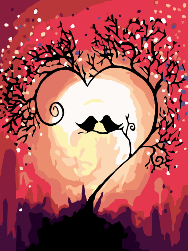 Raqamlar bo&amp;#039;yicha rasm &amp;quot;Sevishgan qushchalar&amp;quot;