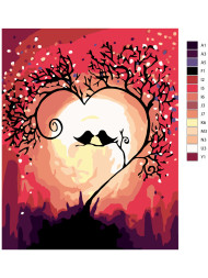 Raqamlar bo'yicha rasm "Sevishgan qushchalar"