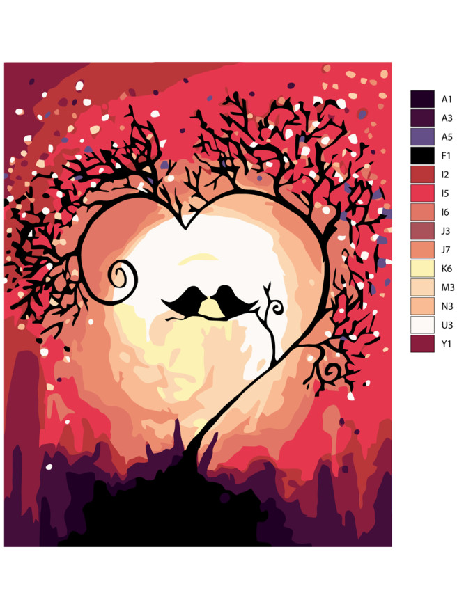 Raqamlar bo&amp;#039;yicha rasm &amp;quot;Sevishgan qushchalar&amp;quot;