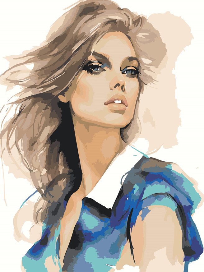 Картина по номерам &amp;quot;Светловолосая девушка&amp;quot;