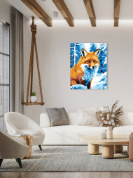 Raqamlar bo'yicha rasm "Qorda tulki"