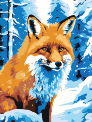 Raqamlar bo'yicha rasm "Qorda tulki"