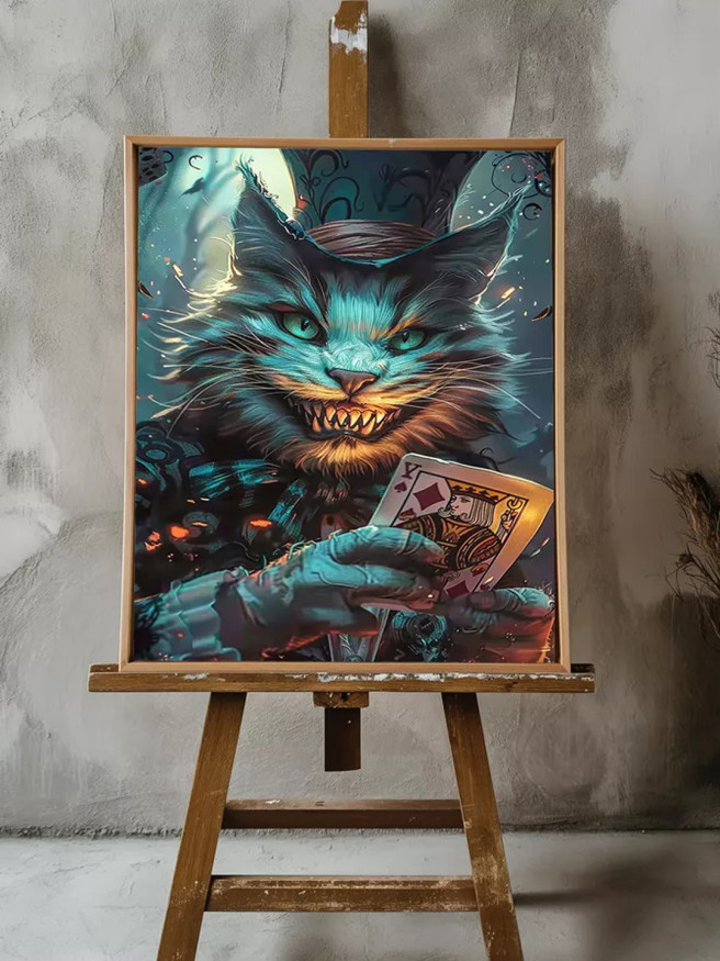 Постер на холсте &amp;quot;Улыбчивый кот с картой в лапах&amp;quot;