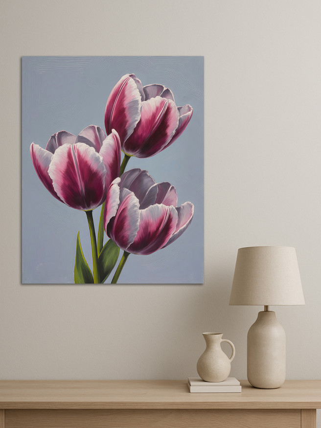 Holstga bosilgan poster &amp;quot;Lilla rangdagi lola gullari&amp;quot;