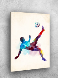 Holstga bosilgan poster "Akvarel futbol zarbasi"