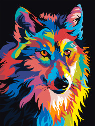 Картина по номерам &amp;quot;Разноцветный волк&amp;quot;