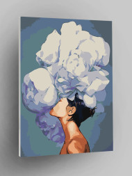 Картина по номерам &amp;quot;Девушка с шапкой из цветов&amp;quot;