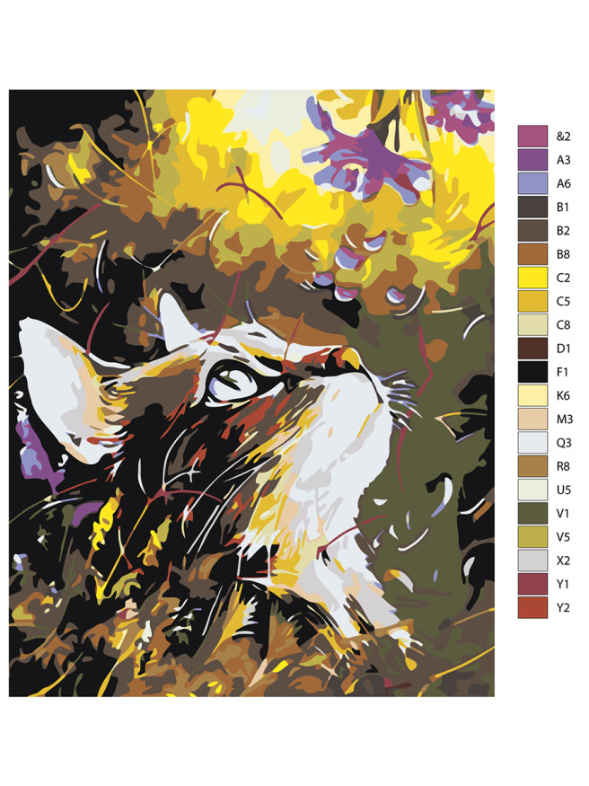 Картина по номерам &amp;quot;Кот с цветами&amp;quot;