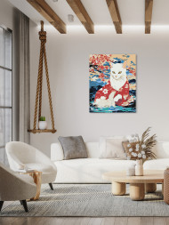 Raqamlar bo&#039;yicha rasm &quot;Kimono kiygan oq mushuk&quot;