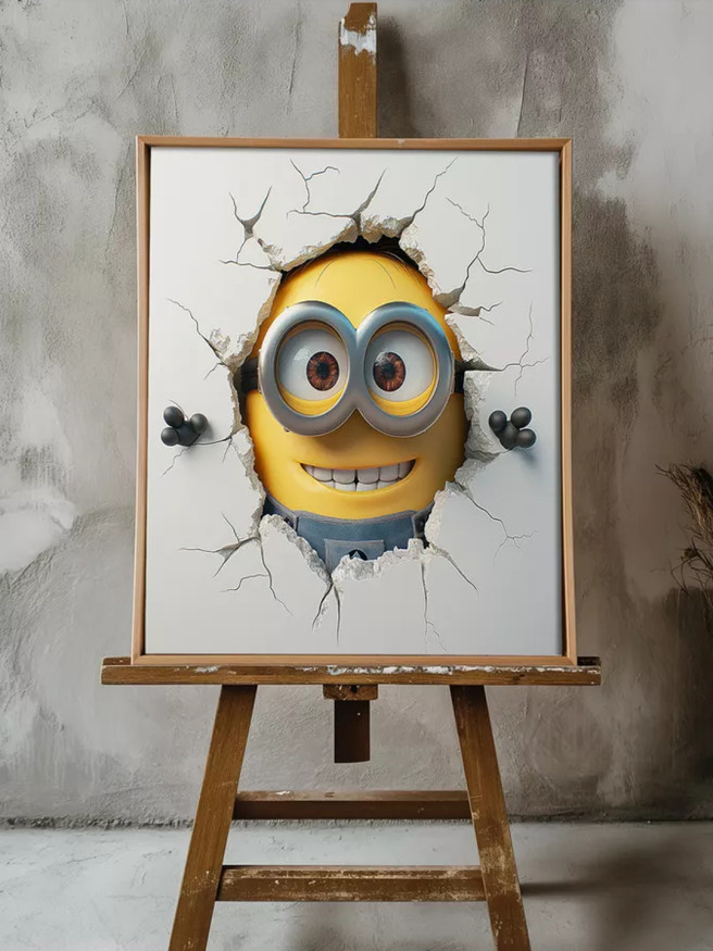 Постер на холсте &amp;quot;Миньон прорывается сквозь стену&amp;quot;