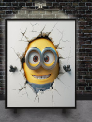 Постер на холсте &amp;quot;Миньон прорывается сквозь стену&amp;quot;
