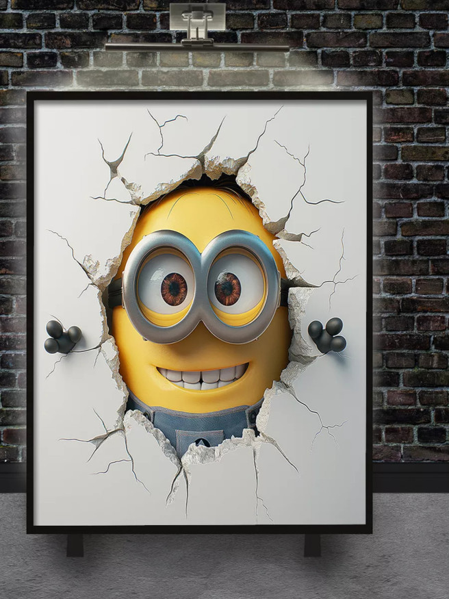 Постер на холсте &amp;quot;Миньон прорывается сквозь стену&amp;quot;
