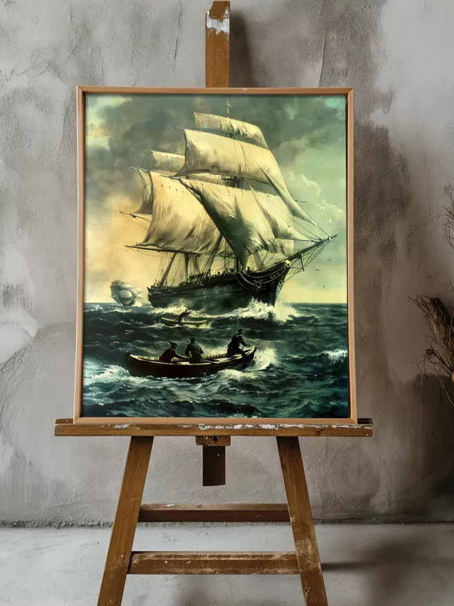 Постер на холсте &amp;quot;Парусник в бурном море&amp;quot;