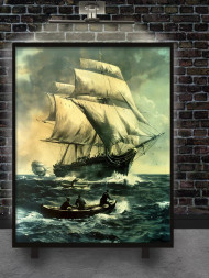 Постер на холсте &amp;quot;Парусник в бурном море&amp;quot;