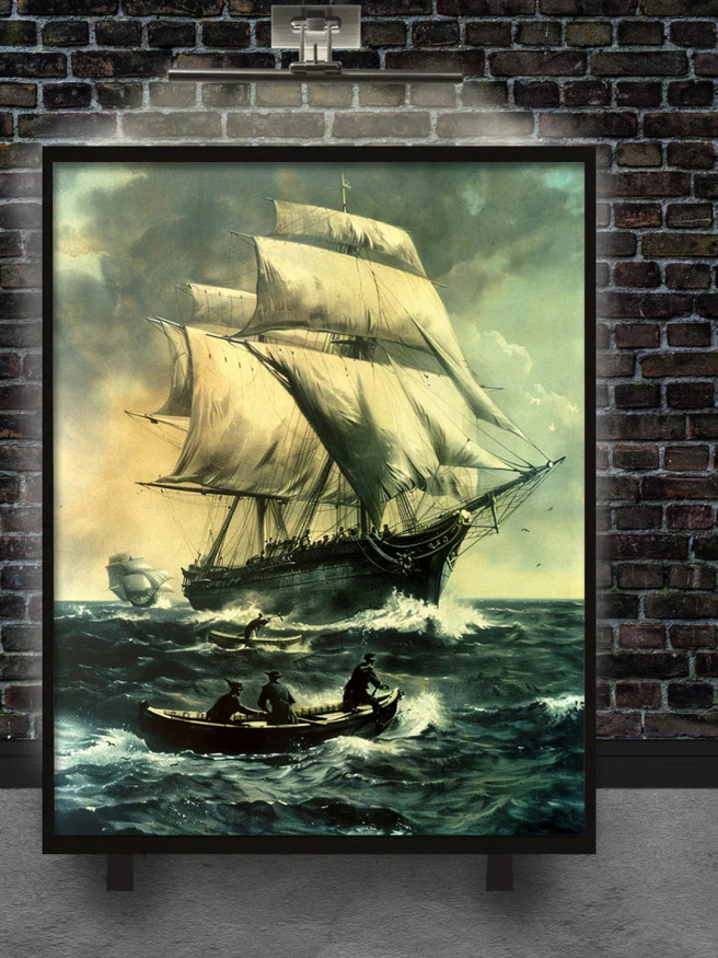 Постер на холсте &amp;quot;Парусник в бурном море&amp;quot;