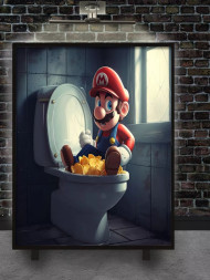 Holstga bosilgan poster &quot;Unitazdagi Mario va chipslar&quot;
