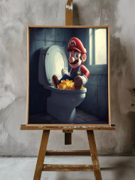 Holstga bosilgan poster &quot;Unitazdagi Mario va chipslar&quot;