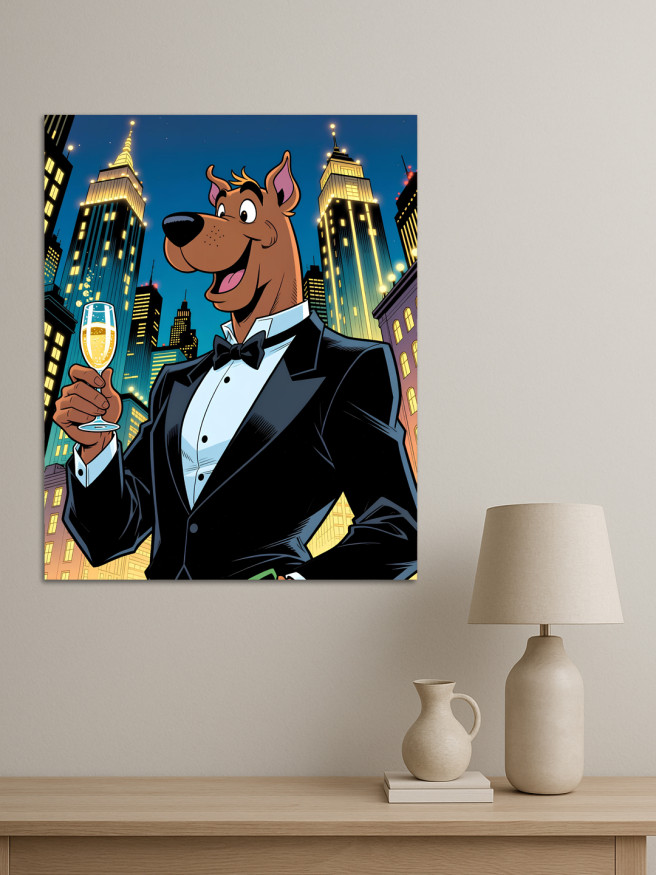 Holstga bosilgan poster &amp;quot;Skubi-Du kostyumda bokal bilan&amp;quot;