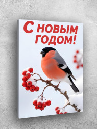 Постер на холсте &amp;quot;Снегирь на рябине&amp;quot;