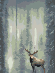 Raqamlar bo'yicha rasm "O'rmonda kiyik"