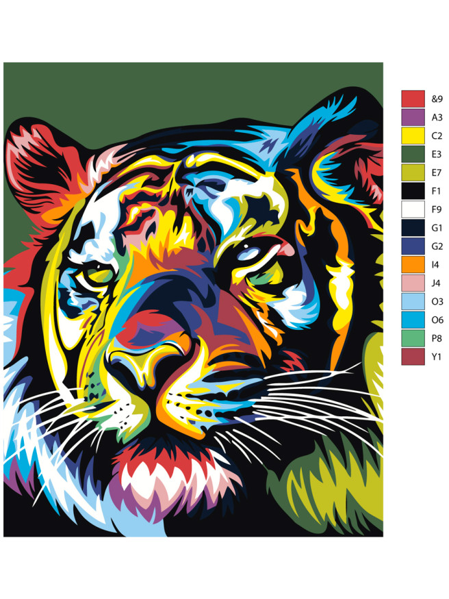 Картина по номерам &amp;quot;Разноцветный тигр&amp;quot;