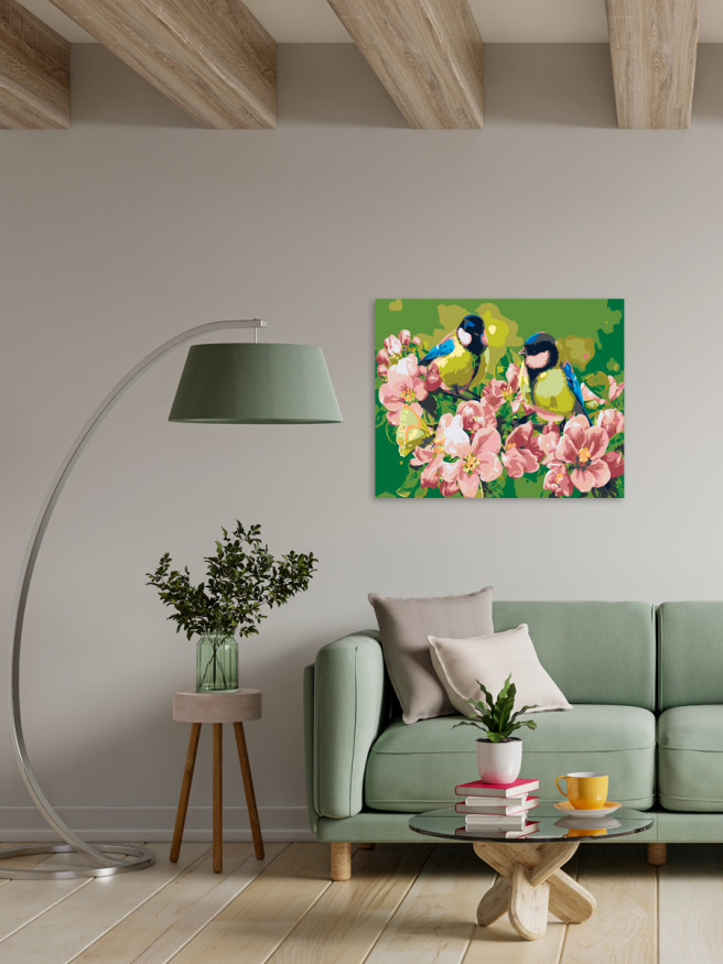 Картина по номерам &amp;quot;Птички на ветке&amp;quot;