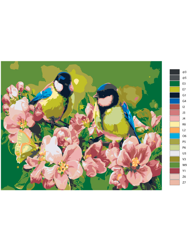 Картина по номерам &amp;quot;Птички на ветке&amp;quot;