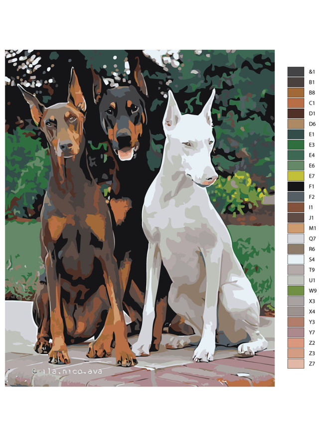 Raqamlar bo&amp;#039;yicha rasm &amp;quot;Uchta it&amp;quot;