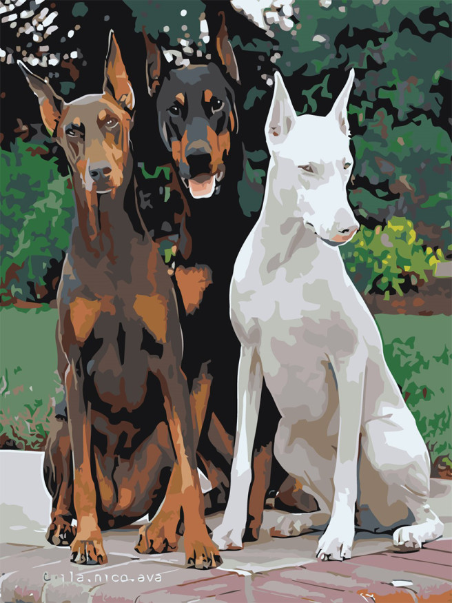 Raqamlar bo&amp;#039;yicha rasm &amp;quot;Uchta it&amp;quot;