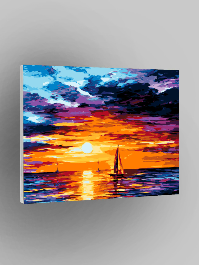 Raqamlar bo&amp;#039;yicha rasm &amp;quot;Dengizdagi quyosh botishi&amp;quot;