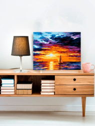 Raqamlar bo'yicha rasm "Dengizdagi quyosh botishi"