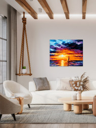 Raqamlar bo'yicha rasm "Dengizdagi quyosh botishi"