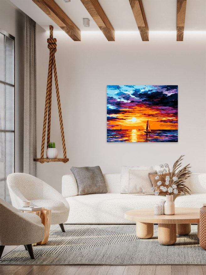 Raqamlar bo&amp;#039;yicha rasm &amp;quot;Dengizdagi quyosh botishi&amp;quot;