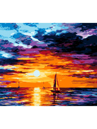 Raqamlar bo'yicha rasm "Dengizdagi quyosh botishi"