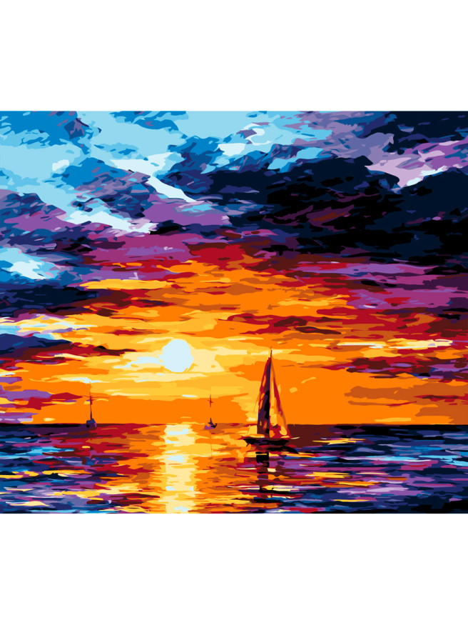 Raqamlar bo&amp;#039;yicha rasm &amp;quot;Dengizdagi quyosh botishi&amp;quot;