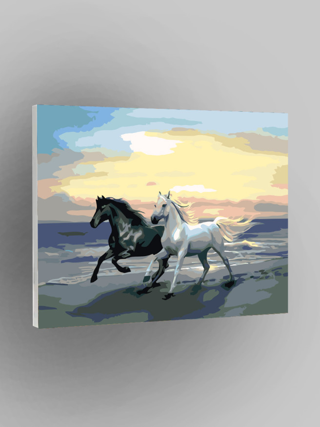 Raqamlar bo&amp;#039;yicha rasm &amp;quot;Oq va qora otlar&amp;quot;