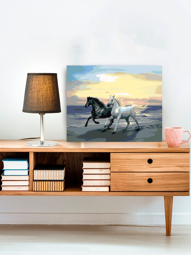 Raqamlar bo&amp;#039;yicha rasm &amp;quot;Oq va qora otlar&amp;quot;