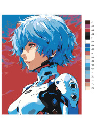 Картина по номерам &amp;quot;Девушка с синими волосами&amp;quot;