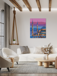 Raqamlar bo'yicha rasm " Kechki osmon fonida masjid"