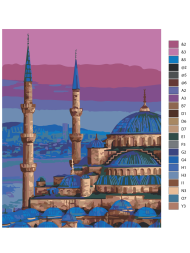 Raqamlar bo'yicha rasm " Kechki osmon fonida masjid"