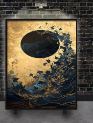 Holstga bosilgan poster "Oltin oy va zarang shamoli"