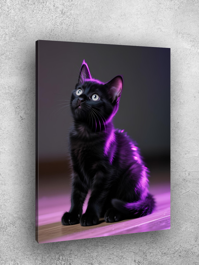 Постер на холсте &amp;quot;Котёнок в неоновом свете&amp;quot;