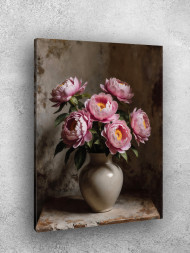 Постер на холсте &amp;quot;Пионы в керамической вазе&amp;quot;
