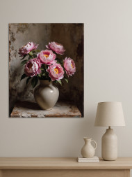 Постер на холсте &amp;quot;Пионы в керамической вазе&amp;quot;