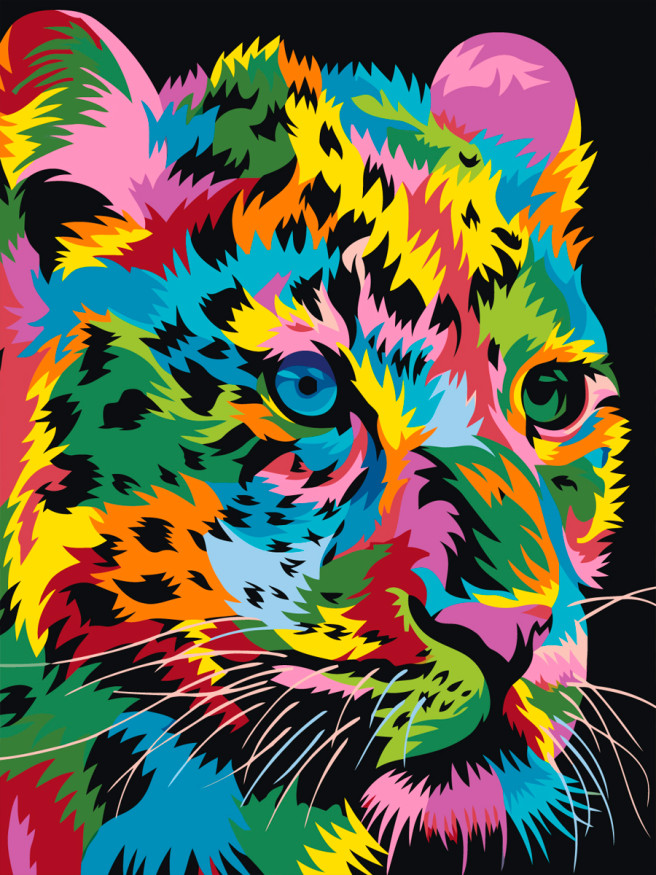 Картина по номерам &amp;quot;Разноцветный леопард&amp;quot;