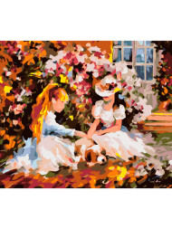 Картина по номерам &amp;quot;Девочки и собака&amp;quot;