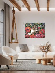 Картина по номерам &amp;quot;Котик в цветах&amp;quot;