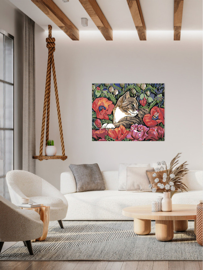 Картина по номерам &amp;quot;Котик в цветах&amp;quot;