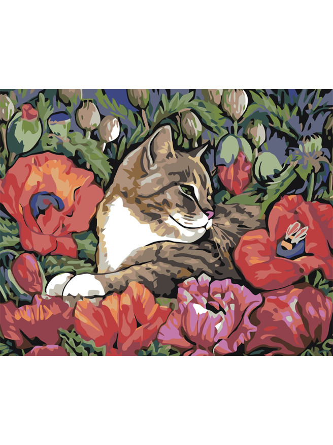 Картина по номерам &amp;quot;Котик в цветах&amp;quot;